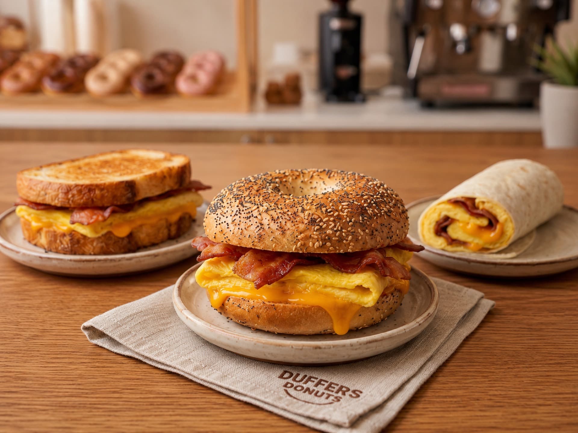Breakfast sandwich at Duffers Donuts